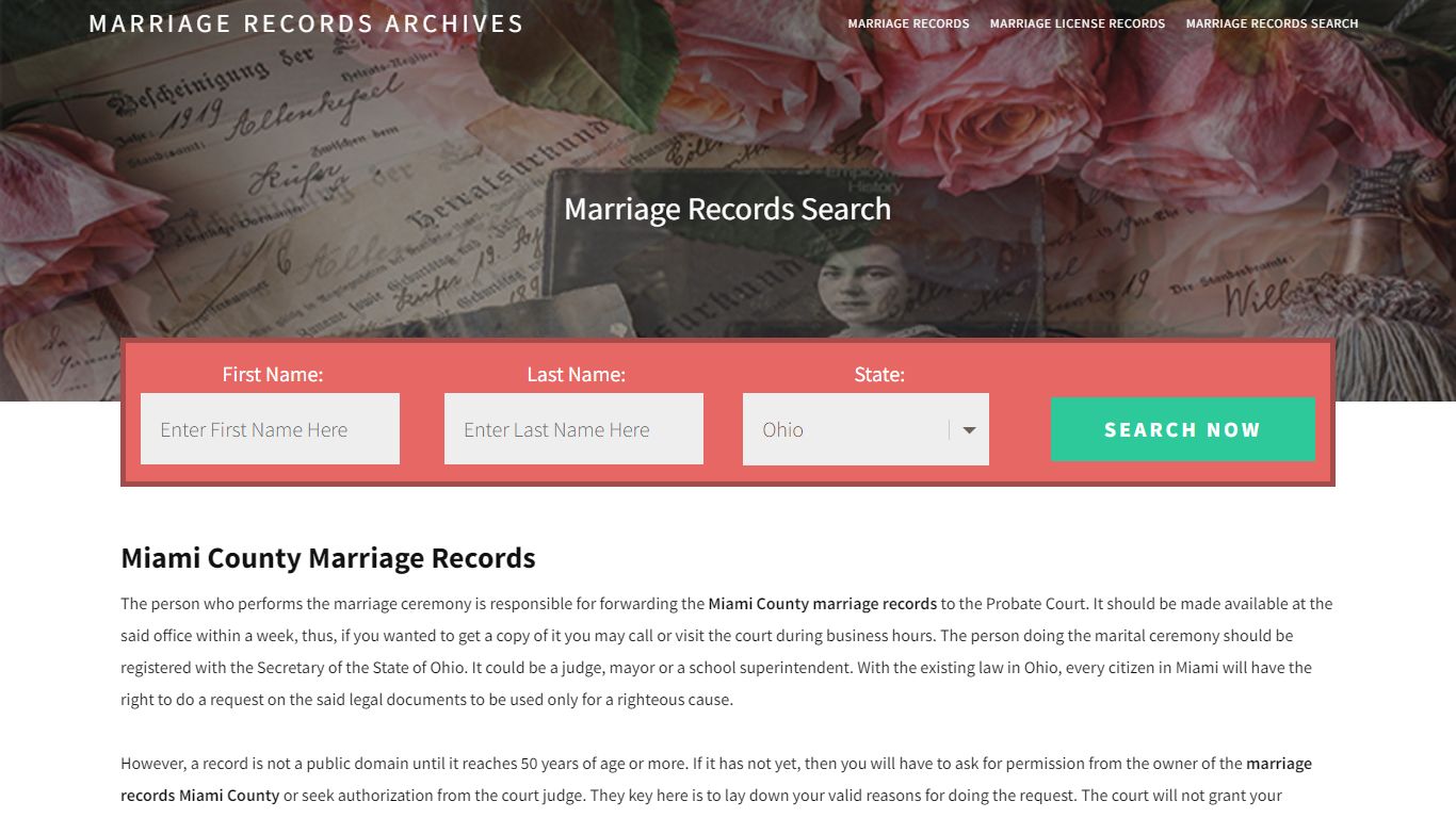 Miami County Marriage Records | Enter Name and Search | 14 ...