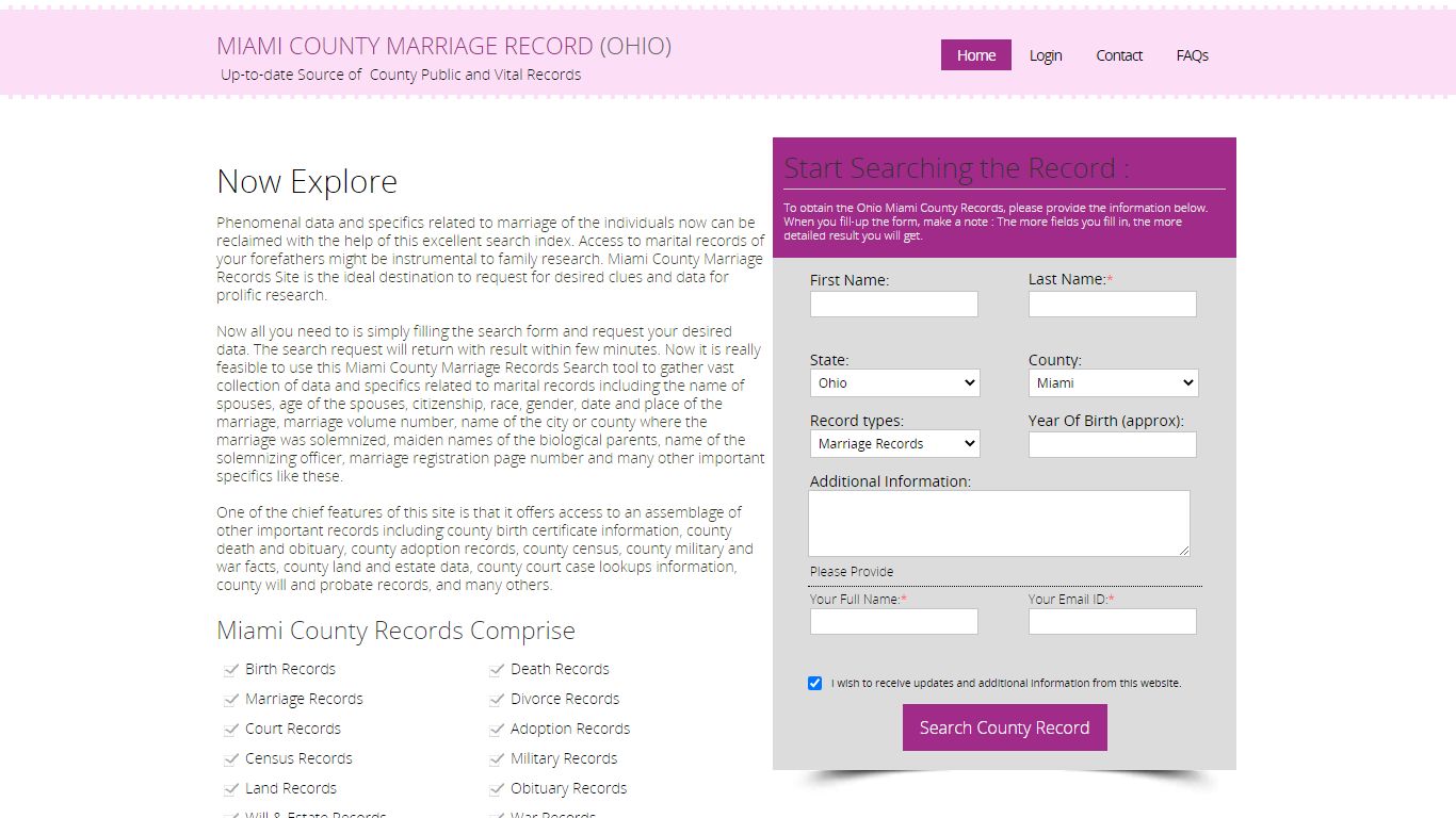 Public Marriage Records - Miami County, Ohio